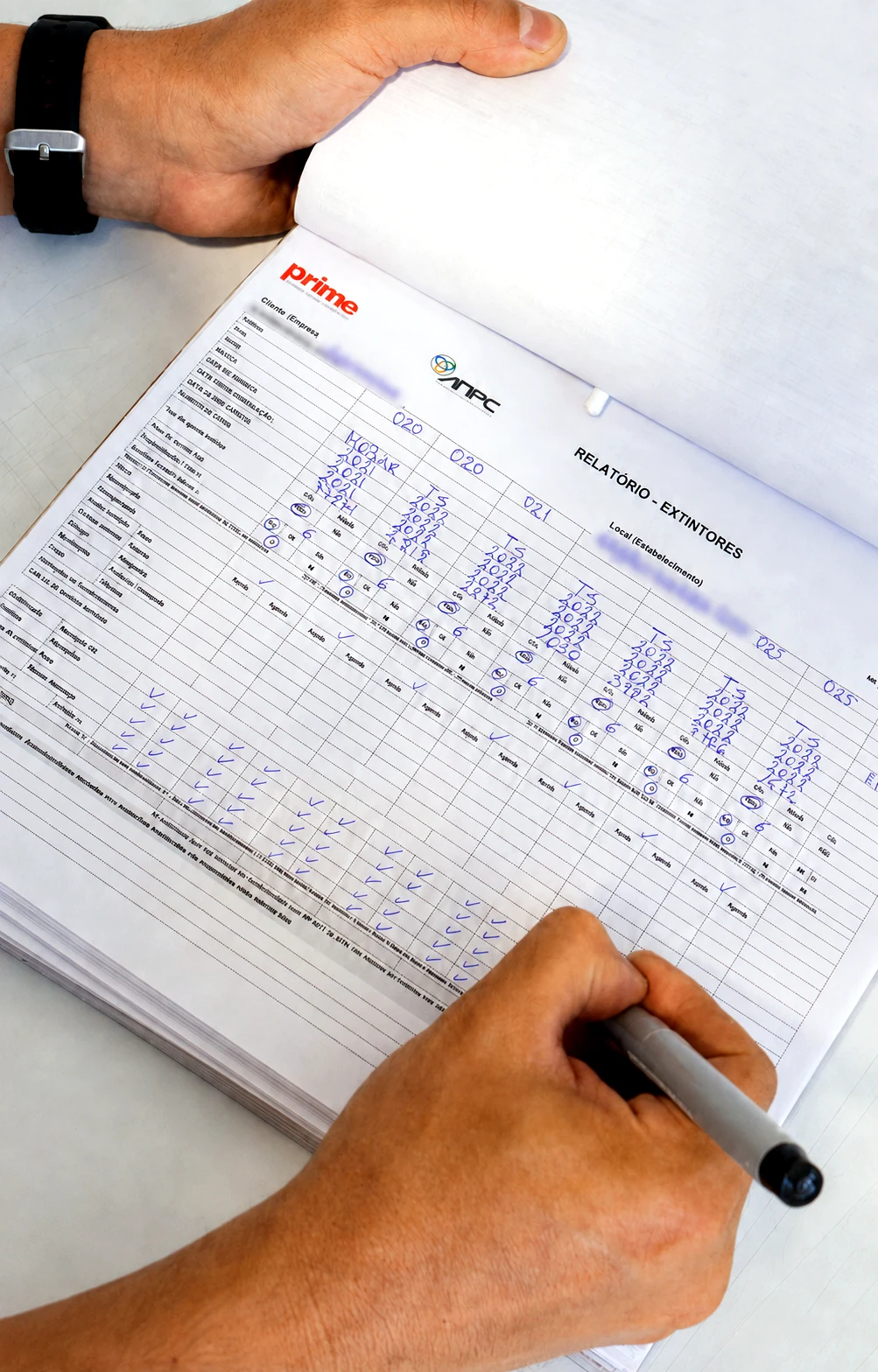 Registos de segurança para acompanhamento SCIE